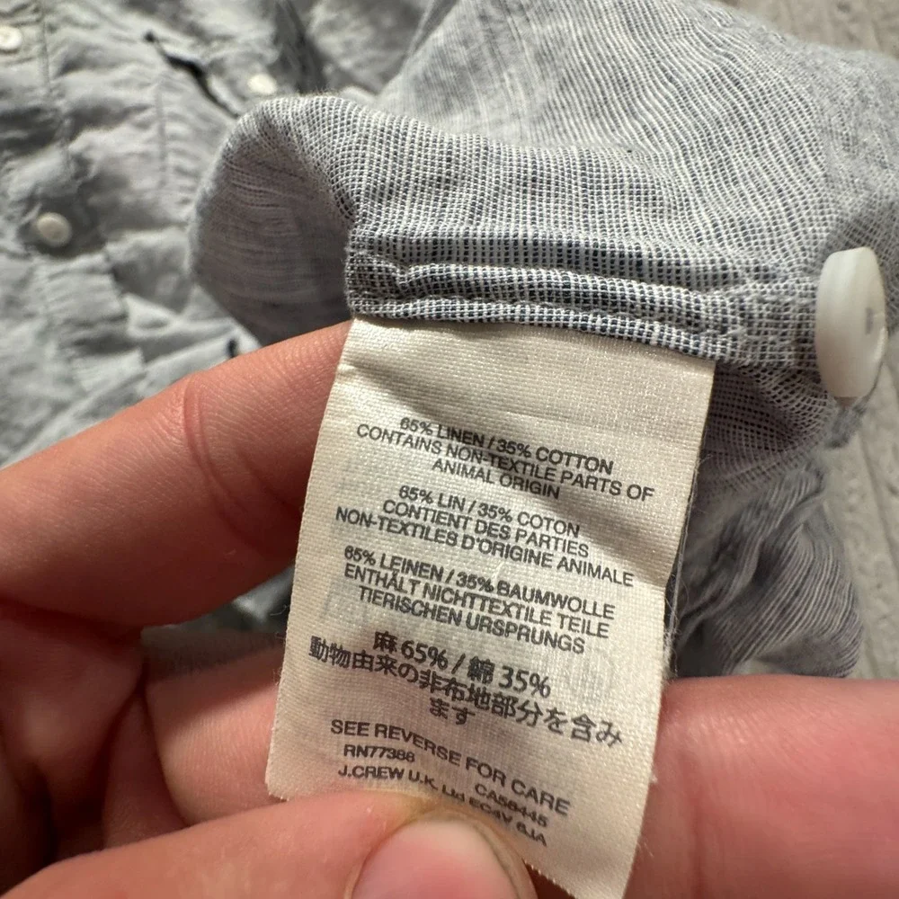 J.Crew‎ Shirt Mens L Blue Linen Cotton Baird McNutt Summer Vacation Breathable
